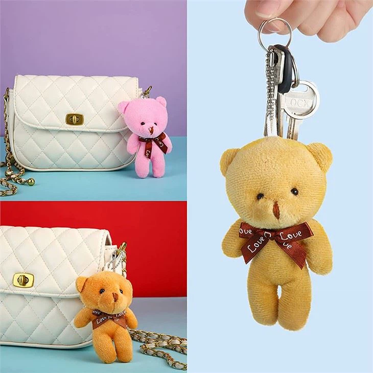 Small Plush Teddy Bear Keychain